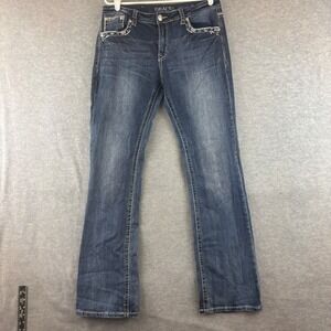 Grace in LA Jeans Women 32 Blue Easy Fit Bootcut Embroidered Pocket EB51240